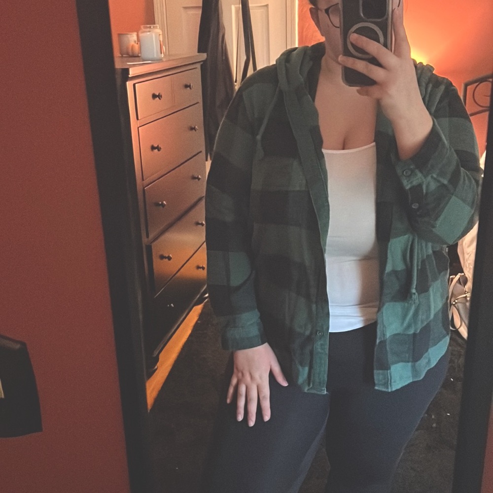 Hooded button down flannel